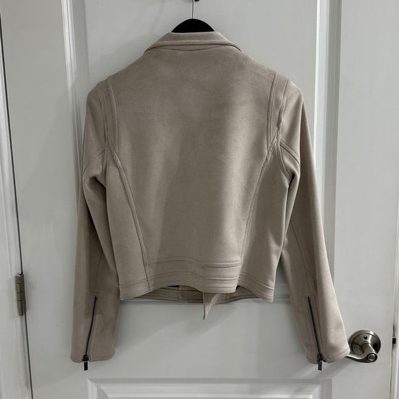 Windsor Light Beige Faux Suede Biker Jacket - Picture 2 of 4